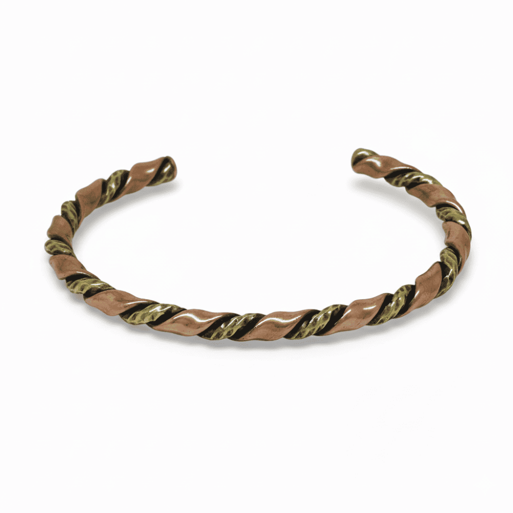 Erkek Bakır Pirinç Bileklik - Otantik Burma Tasarım - Ayarlanabilir Yapı - 5