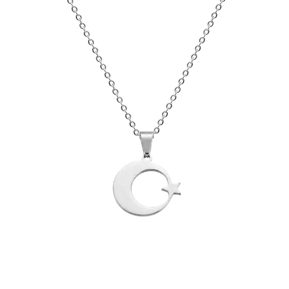 Erkek Çelik Kolye - Kişiye Özel - Gümüş Renk - Ayyıldız Tasarım - 60 cm - 4