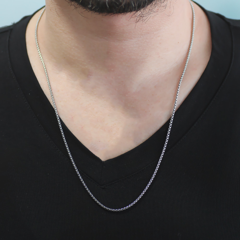 Erkek Çelik Zincir - Popcorn Tasarım - Gümüş Renk - 60 cm - 3