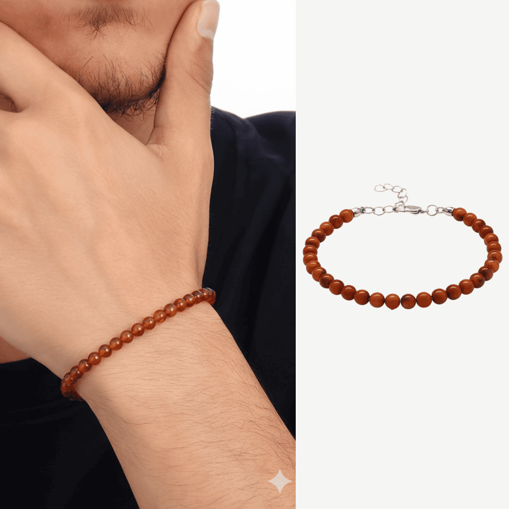 Erkek Doğal Damla Kehribar Bileklik - Küre Kesim - Bal Rengi - Çelik Zincirli - 1