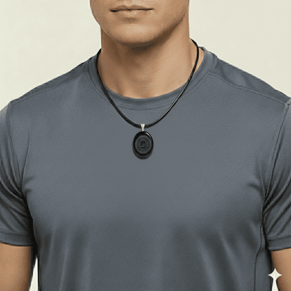 Erkek Oniks Doğaltaş Cevşen Kolye - Esmaül Hüsna Yazılı - Elips Tasarım - Siyah Renk - 2