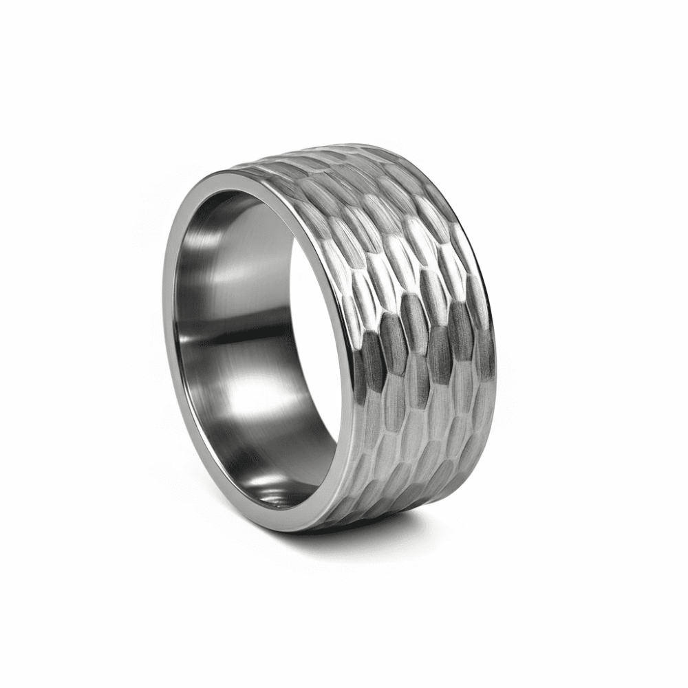 Erkek Xuping Çelik Alyans - Geniş Model - Gümüş Renk - 15 Ölçü - 4