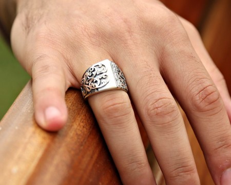 Erzurum El İşi Sedef Taşlı 925 Ayar Gümüş Yüzük (model 2) - Tesbihane