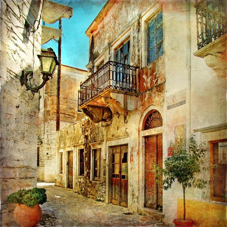 Eski Sokak Manzaralı Kanvas Tablo - 2