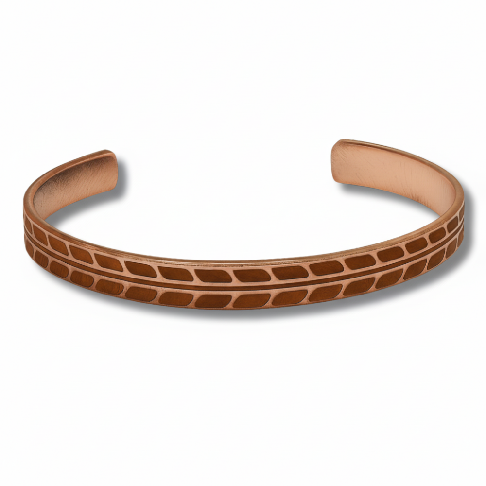 Kadın Bakır Bileklik - Buğday Desenli - Esnek Yapılı - 4