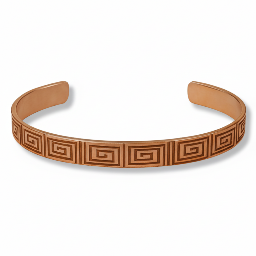 Kadın Bakır Bileklik - Greek Desenli - Esnek Yapılı - 4