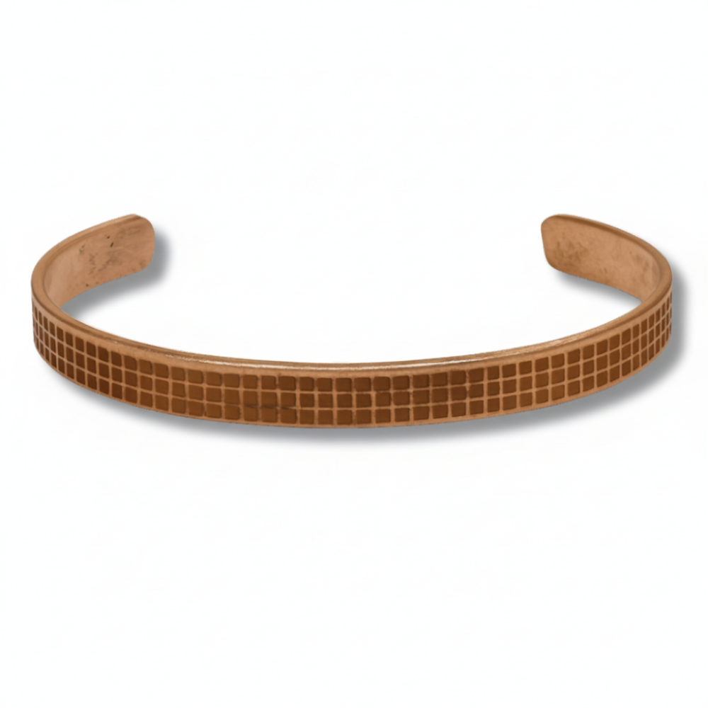 Kadın Bakır Bileklik - Kare Desenli - Esnek Yapılı - 4