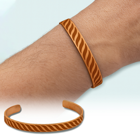 Erkek Bakır Bileklik - Modern Tasarım - Esnek Yapılı - Tesbihane