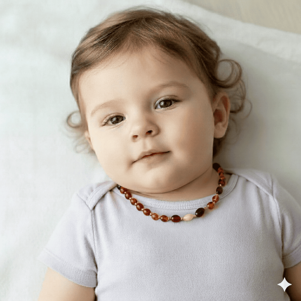 Exclusive Renk Doğal Damla Kehribar Taşlı Bebek Diş Kolyesi - 2