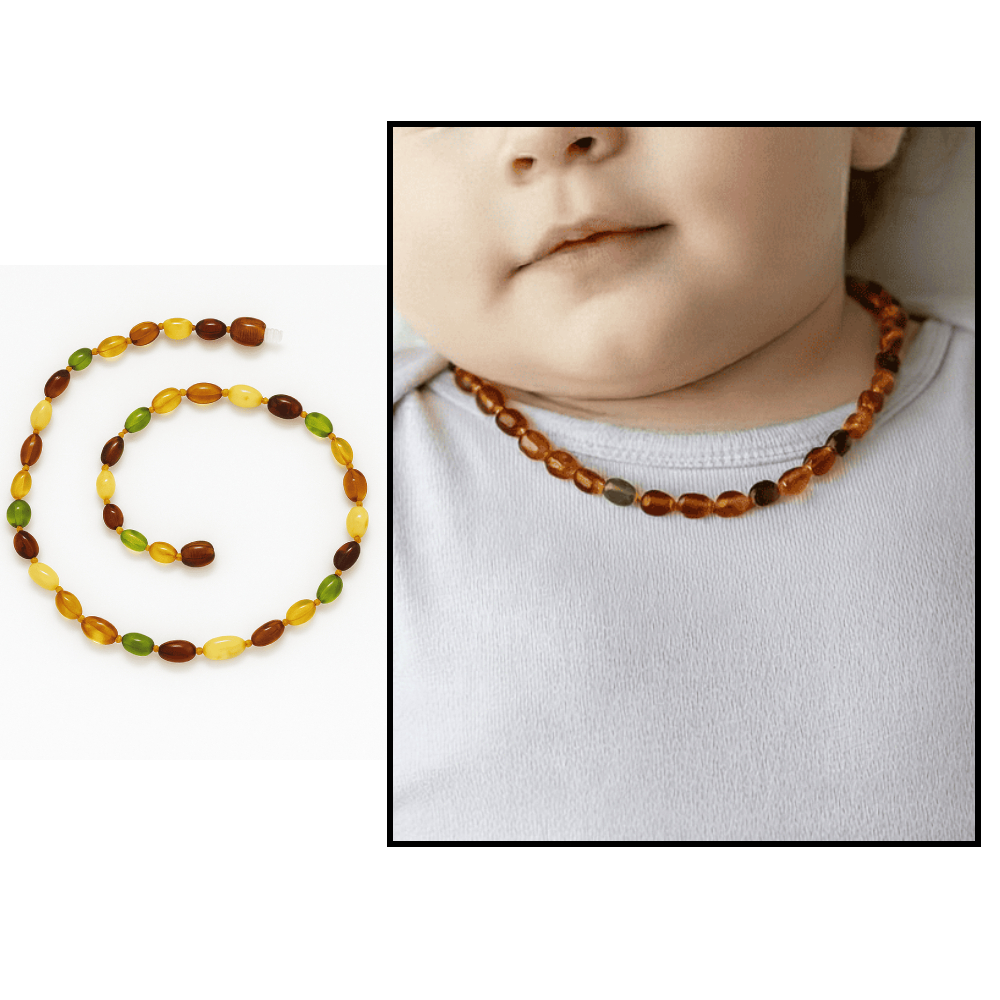 Exclusive Renkli Özel Seri Natural Damla Kehribar Taşlı Bebek Diş Kolyesi - 1