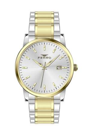 Ferro Sarı ve Gümüş Çelik Kordon Erkek Kol Saati F11183A-D F11183A-D - FERRO