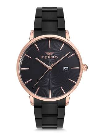Ferro Siyah Çelik Kordon Erkek Kol Saati F1924A-R F1924A-R - FERRO