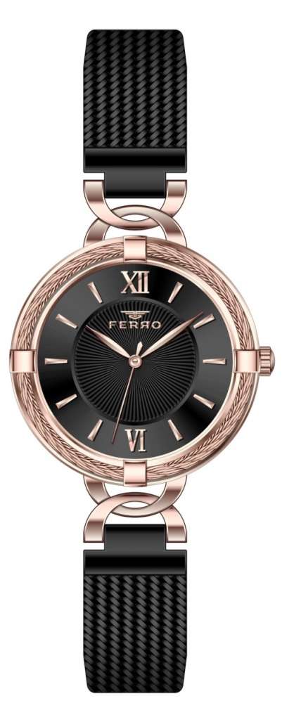 Ferro Siyah Çelik Kordon Kadın Kol Saati F21092C-R F21092C-R - 1