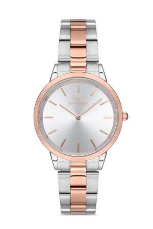 Ferro Rose ve Gümüş Çelik Kordon Kadın Kol Saati F21124A-E F21124A-E - FERRO