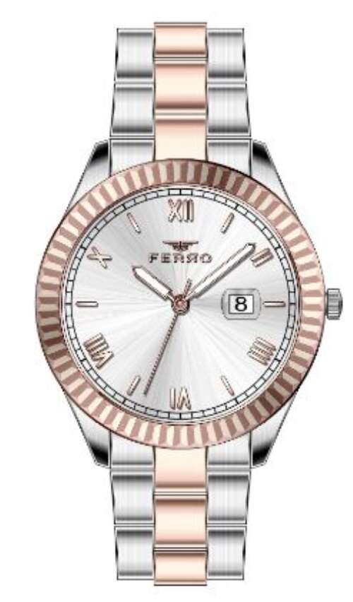 Ferro Rose ve Gümüş Çelik Kordon Kadın Kol Saati F21127A-E F21127A-E - 1
