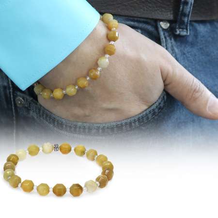 Faset Kesim Akik Doğaltaş Erkek Bileklik - Tesbihane