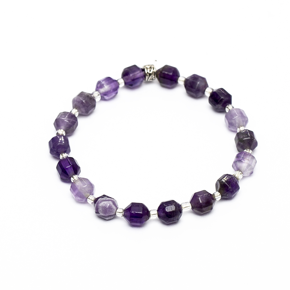 Faset Kesim Ametist Doğaltaş Kadın Bileklik - 4