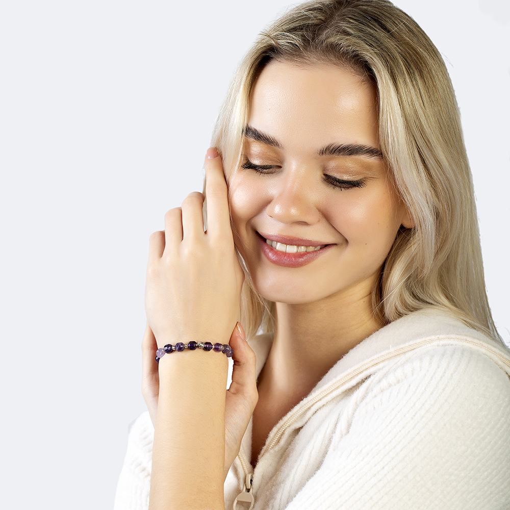 Faset Kesim Ametist Doğaltaş Kadın Bileklik - 2