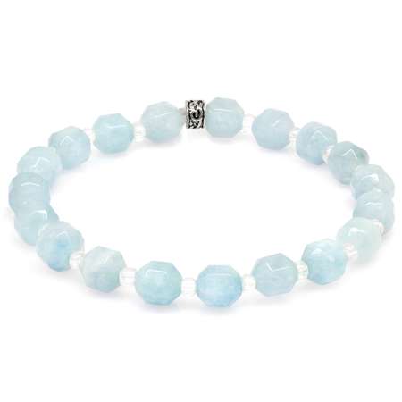 Faset Kesim Akuamarin Doğaltaş Erkek Bileklik - Tesbihane