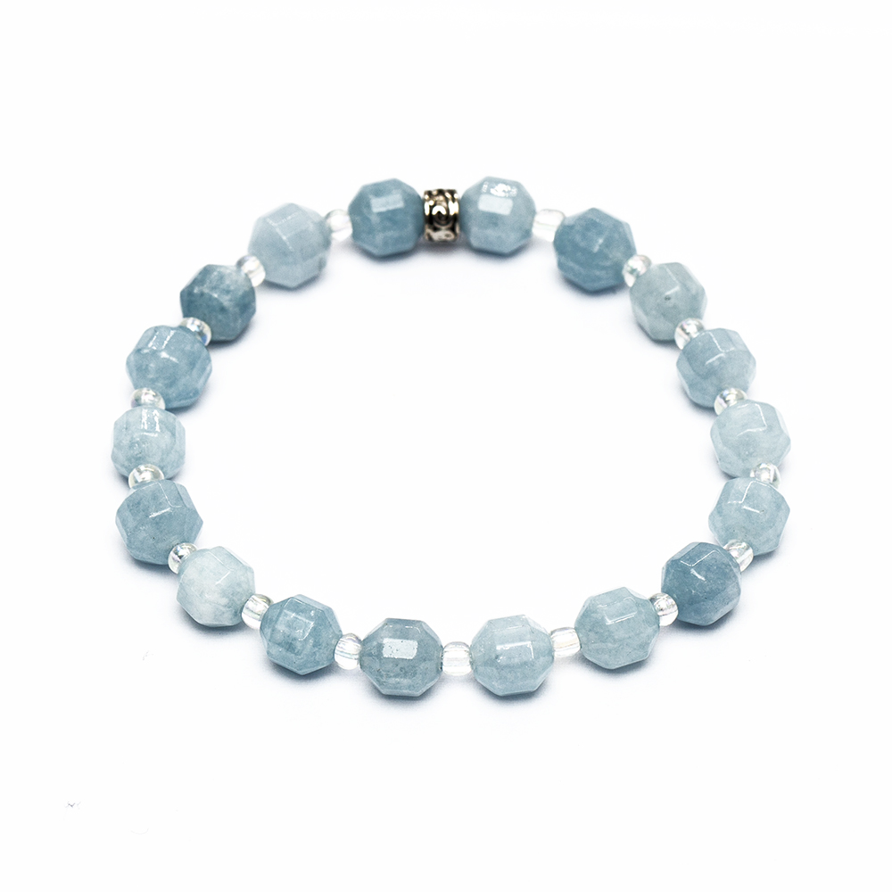 Faset Kesim Akuamarin Doğaltaş Kadın Bileklik - 4
