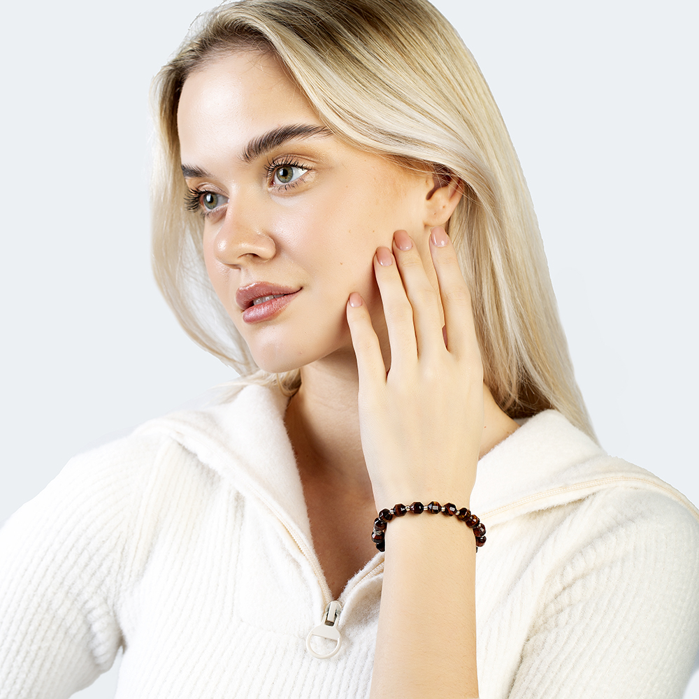 Faset Kesim Kaplan Gözü Doğaltaş Kadın Bileklik - 3