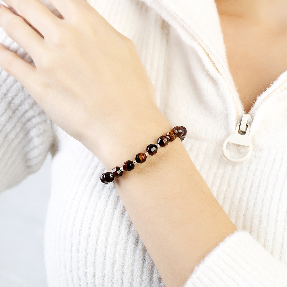 Faset Kesim Kaplan Gözü Doğaltaş Kadın Bileklik - 2