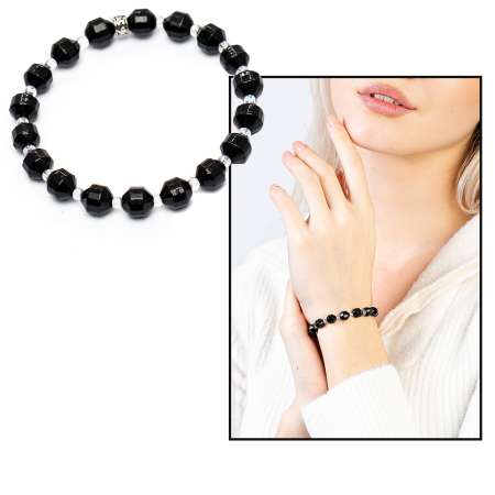 Faset Kesim Oniks Doğaltaş Kadın Bileklik - Tesbihane