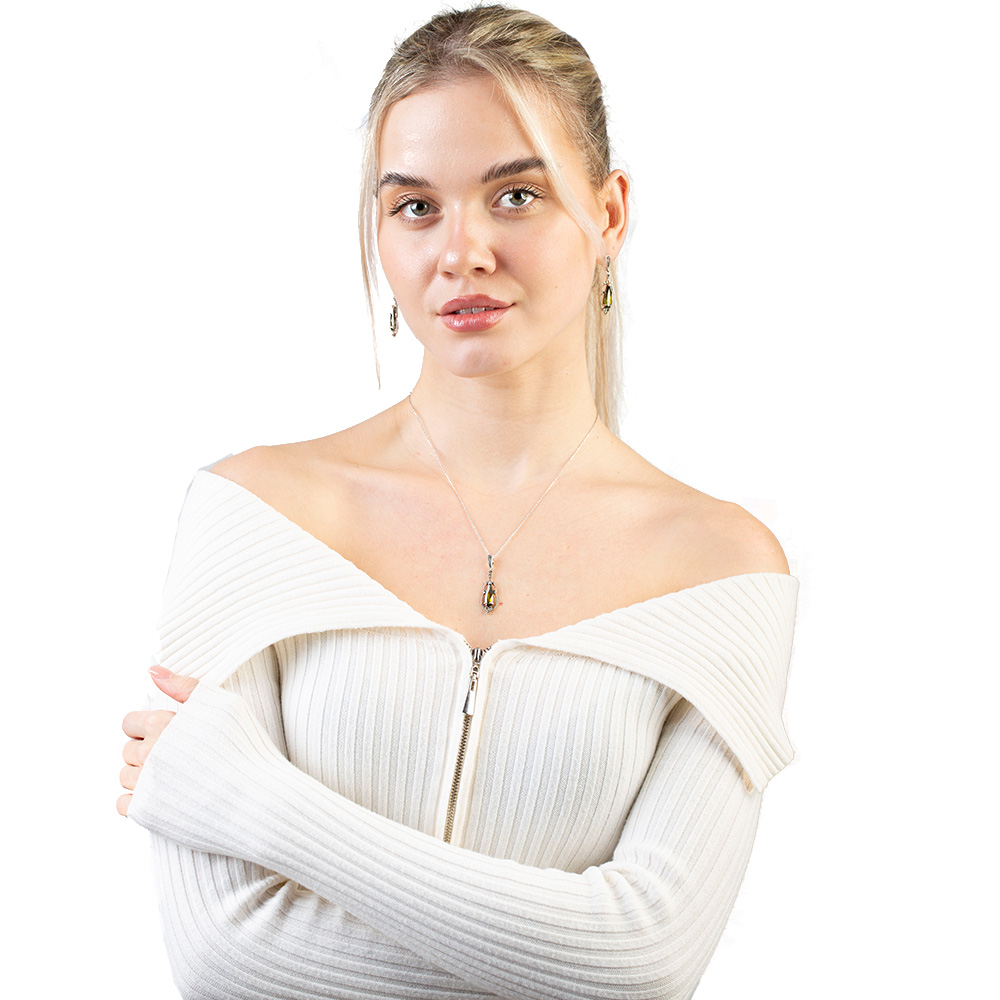 Faset Zultanit Taşlı Damla Tasarım 925 Ayar Gümüş Kadın Küpe - 5