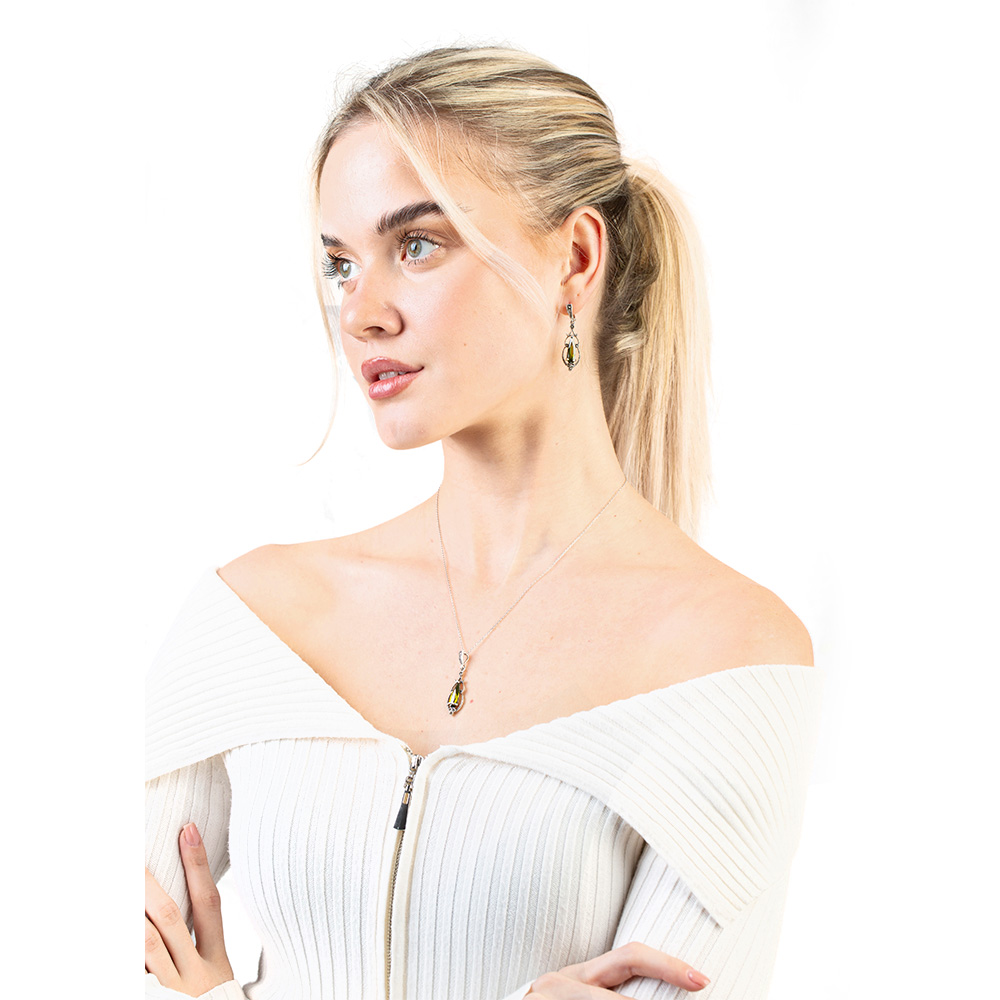 Faset Zultanit Taşlı Damla Tasarım 925 Ayar Gümüş Kadın Küpe - 6