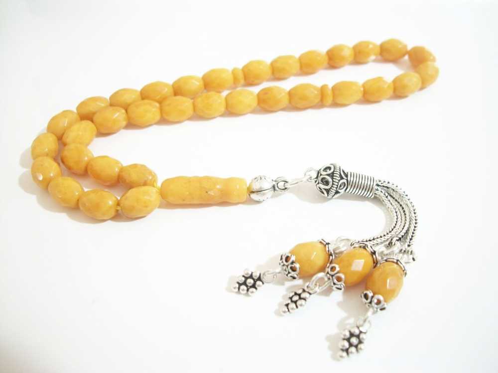 Fasetalı Kesim Pres Kehribar Tesbih - 2