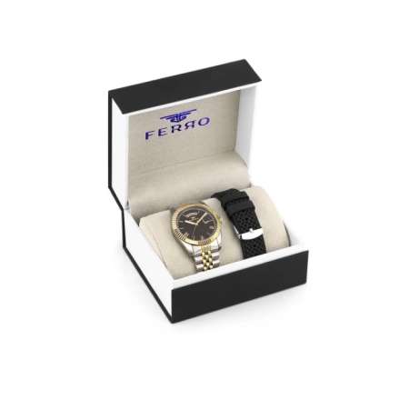 Ferro Çelik-Silikon Değiştirebilir Çift Kordunlu Erkek Kol Saati TH-F11130DA-D3 - Tesbihane