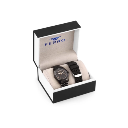 Ferro Çelik-Silikon Değiştirebilir Çift Kordunlu Erkek Kol Saati TH-F11130DA-G - Tesbihane