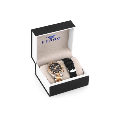 Ferro Çelik-Silikon Değiştirebilir Çift Kordunlu Erkek Kol Saati TH-FM31248DA-E2 - Tesbihane