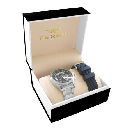 Ferro Çelik-Silikon Değiştirebilir Çift Kordunlu Erkek Kol Saati TH-FM31320AWT-A3 - Tesbihane