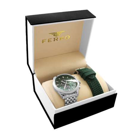 Ferro Çelik-Silikon Değiştirebilir Çift Kordunlu Erkek Kol Saati TH-FM31387AWT-A6 - Tesbihane