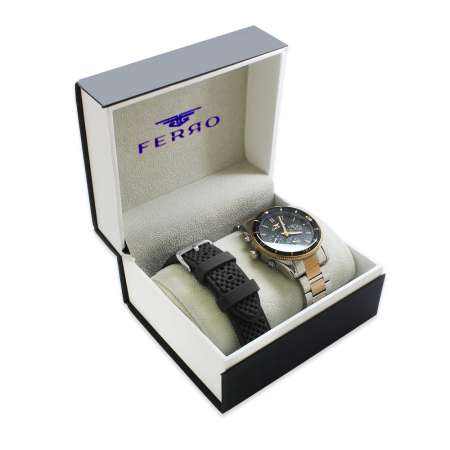 Ferro Çelik-Silikon Değiştirebilir Çift Kordunlu Erkek Kol Saati TH-FM31920D-J - Tesbihane