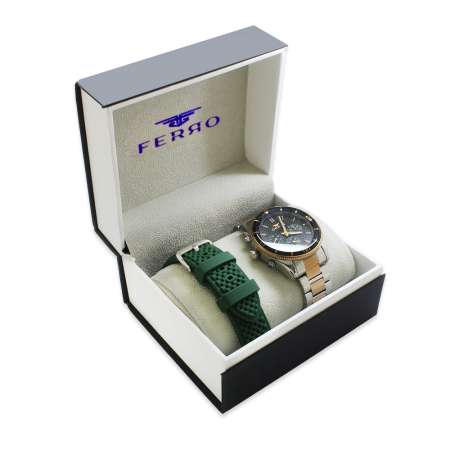 Ferro Çelik-Silikon Değiştirebilir Çift Kordunlu Erkek Kol Saati TH-FM31920D-ZG - Tesbihane