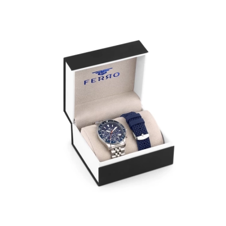 Ferro Çelik-Silikon Değiştirebilir Çift Kordunlu Erkek Kol Saati TH-FM31921DA-A7 - Tesbihane