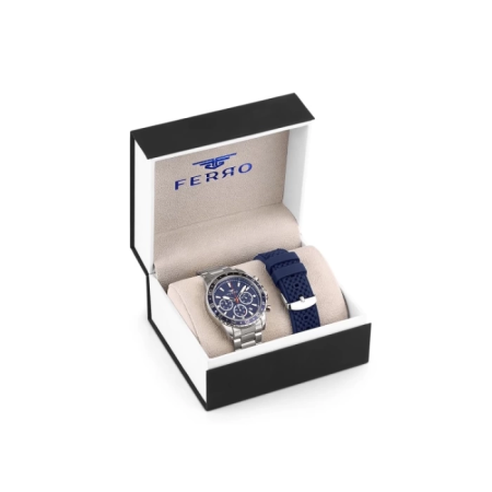 Ferro Çelik-Silikon Değiştirebilir Çift Kordunlu Erkek Kol Saati TH-FM31921DA-D3 - Tesbihane