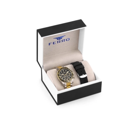 Ferro Çelik-Silikon Değiştirebilir Çift Kordunlu Erkek Kol Saati TH-FM31927DA-D2 - Tesbihane