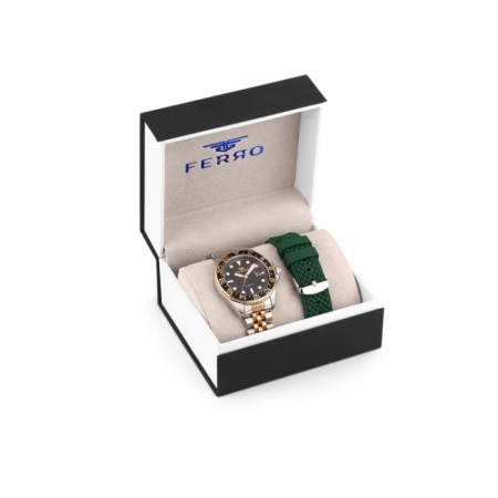 Ferro Çelik-Silikon Değiştirebilir Çift Kordunlu Erkek Kol Saati TH-FM31927DA-E2 - Tesbihane