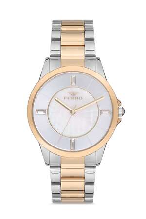 Ferro Sarı ve Gümüş çelik Kordon Kadın Kol Saati F21091A-D F21091A-D - FERRO