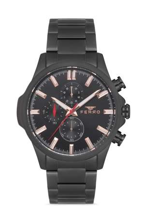 Ferro Siyah Çelik Kordon Erkek Kol Saati FM31047A-1107-G FM31047A-1107-G - FERRO