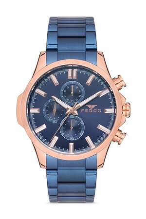 Ferro Lacivert Çelik Kordon Erkek Kol Saati FM31047A-1107-T FM31047A-1107-T - FERRO