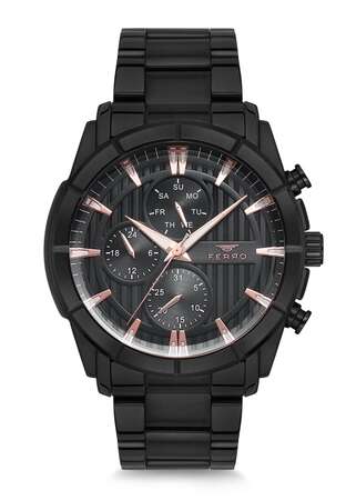 Ferro Siyah Çelik Kordon Erkek Kol Saati FM3889A-1116-G FM3889A-1116-G - FERRO