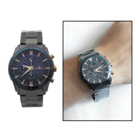 Ferro Füme Renk Çelik Kordonlu Erkek Kol Saati TH-FM3889A-1116-ZD4 - Tesbihane