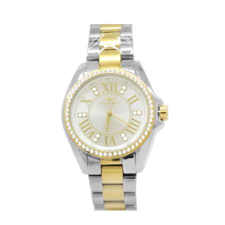 Ferro Altın Gümüş Renk Çelik Kordonlu Kadın Kol Saati TH-F51336A-D - Tesbihane