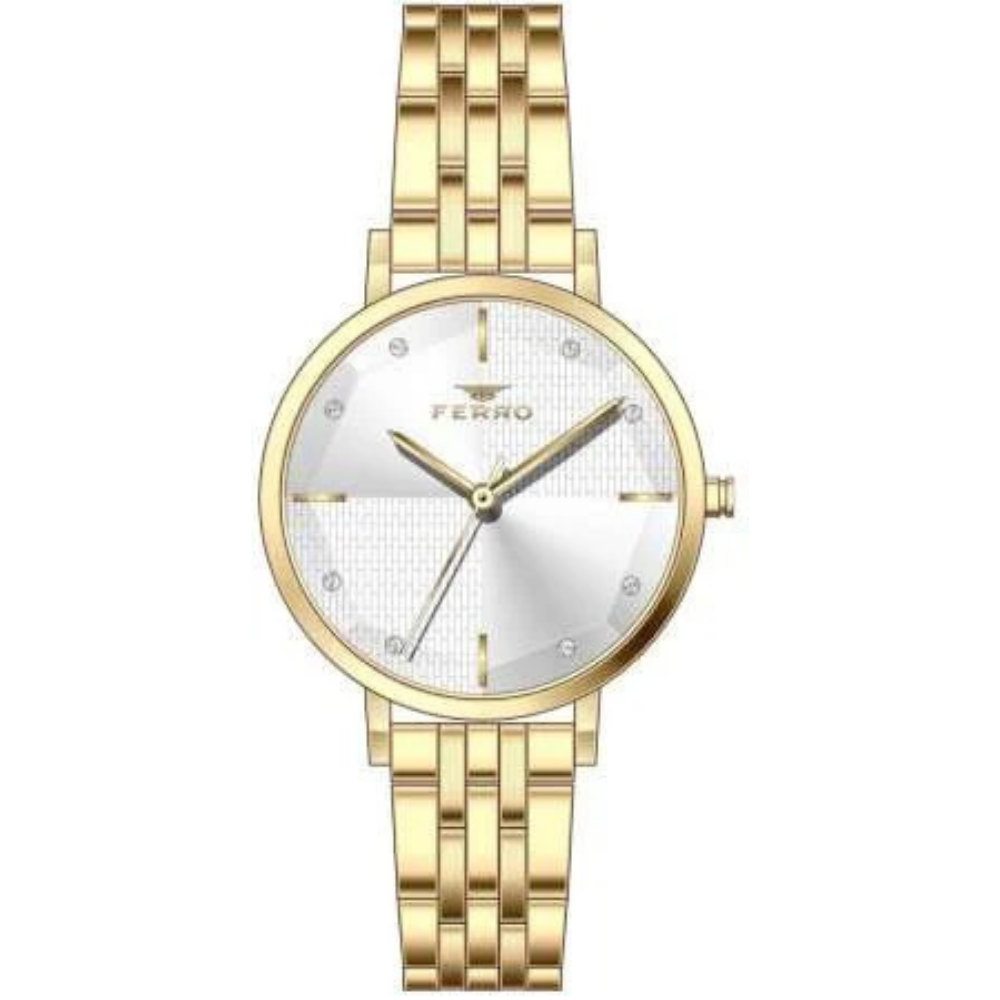 Ferro Altın Renk Çelik Kordonlu Kadın Kol Saati TH-FL21252A-B - 1
