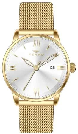 Ferro Gold Renk Hasır Kordonlu Erkek Kol SaatiTH-F11182C-B - 5