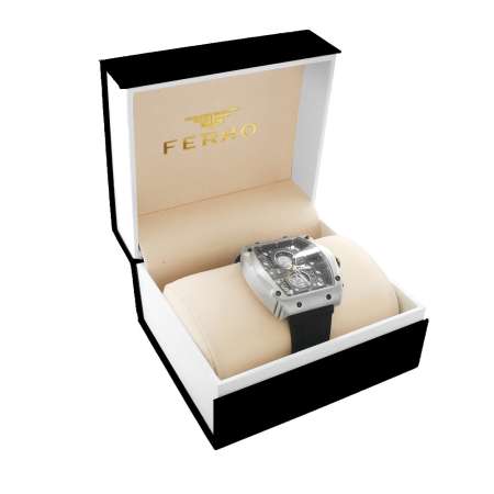 Ferro Gri Kasalı Siyah Silikon Kordunlu Erkek Kol Saati TH-FM31351DWT-J2 - Tesbihane